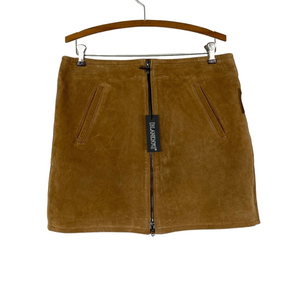 NWT BLANKNYC Suede Mini Skirt Zip Front Sz 31 Brown - Picture 1 of 10